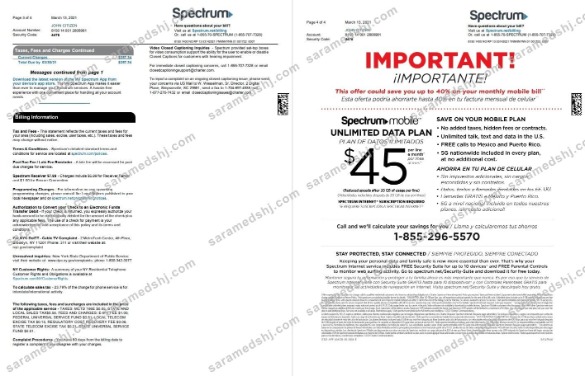 USA Spectrum utility bill template in Word and PDF format (4 pages) 3 4